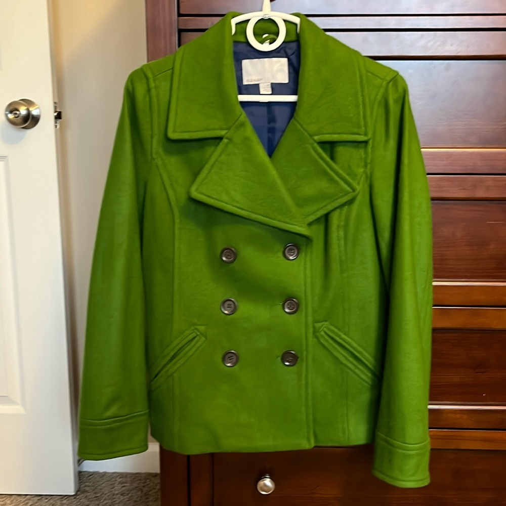 Old Navy Women’s Green Pea Coat Jacket Size Medium Like New